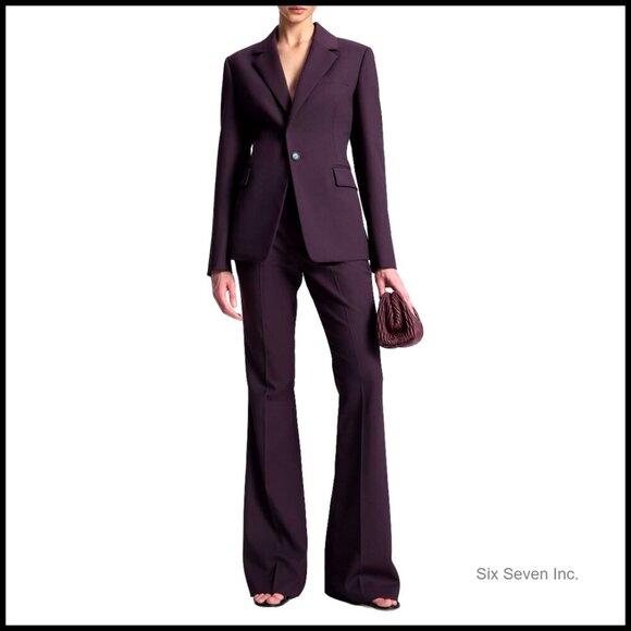 Jackets & Blazers - Wool Blend Fitted Jacket with Peak Lapels for Formal Business